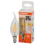                  Лампа светодиодная филаментная LED Star Свеча на етру 6Вт (замена 75Вт), 750Лм, 2700К, цоколь E14 OSRAM
               