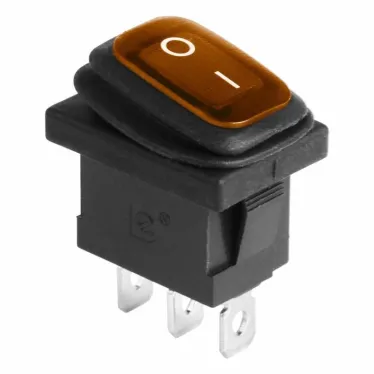 Выключатель клавишный 250V 6А (3с) ON-OFF желтый с подсветкой Mini ВЛАГОЗАЩИТА | 36-2177 | REXANT