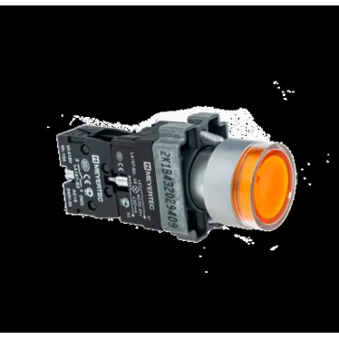 Кнопка с LED подсветкой, желтая, 220V AC/DC, 1NO, мет. MTB2-BW3563 | 58207 | ОВЕН
