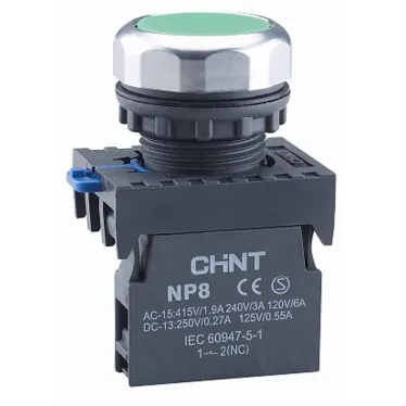 Кнопка управления NP8-10BND/3 1НО зеленая AC110В-220В(LED) IP65 (R) | 667251 | CHINT
