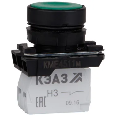 Кнопка КМЕ4510м-зеленый-1но+0нз-цилиндр-IP54 | 354369 | КЭАЗ