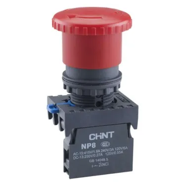 Кнопка управления "Грибок" Φ60мм NP8-20ZS/24 фикс., красн., 2НО, IP65 (R) | 667217 | CHINT