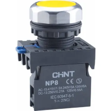 Кнопка управления NP8-20BND/5 подствет., самовозв., желт., AC110-230В(LED), 2НО, IP65 (R) | 667620 | CHINT