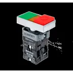 Кнопка двойная с LED подсветкой, 220V AC/DC, красный/зеленый,1NO+1NC, выступающий толкатель, мет. MTB2-BW8463 | 58230 | ОВЕН