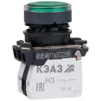 Кнопка КМЕ4111мЛС-220В-зеленый-1но+1нз-цилиндр-индикатор-IP40 | 354461 | КЭАЗ
