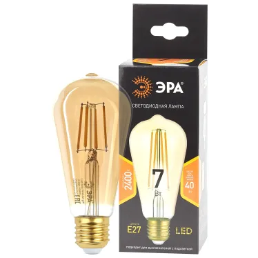 Лампа светодиодная филаментная F-LED ST64-7W-824-E27 gold (филамент, зол, 7Вт, тепл, E27) (20/960)
