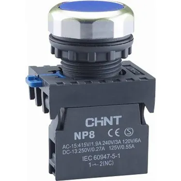 Кнопка управления NP8-10BN/6 без подсветки синяя 1НО IP65 (R) | 578645 | CHINT