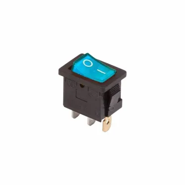 Выключатель клавишный 250V 6А (3с) ON-OFF синий с подсветкой Mini | 36-2151 | REXANT