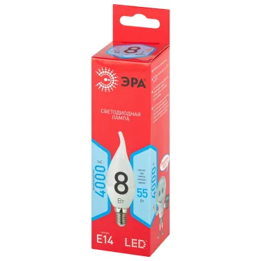 Лампочка светодиодная RED LINE LED BXS-8W-840-E14 R E14 / E14 8 Вт свеча на ветру нейтральный