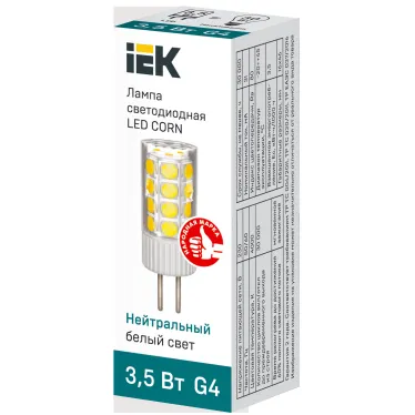 Лампа светодиодная CORN капсула 3,5Вт 230В 4000К керамика G4 IEK