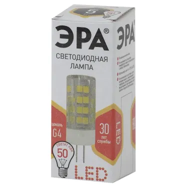 Лампы СВЕТОДИОДНЫЕ СТАНДАРТ LED JC-5W-220V-CER-827-G4 (диод, капсула, 5Вт, тепл, G4)