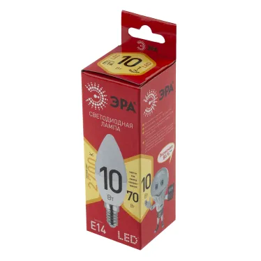 Лампа светодиодная LED B35-10W-827-E14 R (диод свеча 10Вт тепл E14) (10/100/3500)