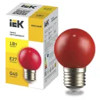                  LIGHTING Лампа светодиодная декоративная G45 шар 1Вт 230В красный E27 IEK
               