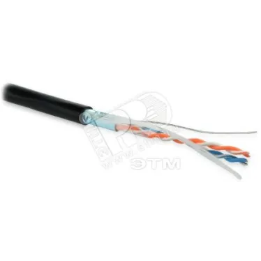 Витая пара F/UTP кат 5 2 пары AWG24 solid OUT PE черный 500м