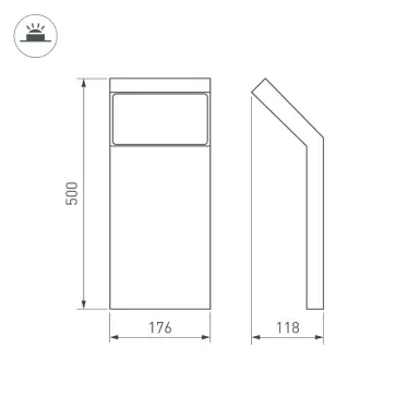 Светильник LGD-ECRAN-BOLL-H500-9W Warm3000 (GR, 108 deg, 230V) (Arlight, IP65 Металл, 3 года) | 029991 | Arlight