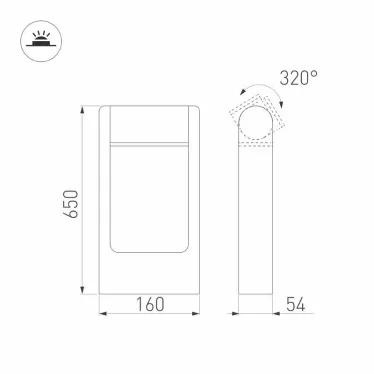 Светильник LGD-PATH-FRAME-ROTARY-H650-6W Warm3000 (GR, 111 deg, 230V) (Arlight, IP65 Металл, 3 года) | 029436(1) | Arlight