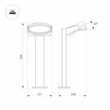 Светильник LGD-EYE-BOLL-H900-6W Warm3000 (GR, 117 deg, 230V) (Arlight, IP54 Металл, 3 года) | 029984 | Arlight