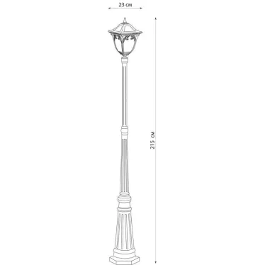 Светильник садово-парковый PL4087 100W 230V E27 230*230*2150MM черное золото (столб 2,15M) | 11493 | FERON