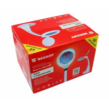Лупа настольная 3D+12D с подсветкой 60 LED, белая | 31-0243 | REXANT