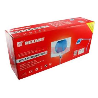 Лупа на струбцине , квадратная, 5D, с подсветкой 108 LED, белая | 31-0513 | REXANT