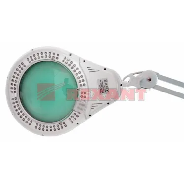Лупа на струбцине , круглая, 5D, с подсветкой 108 LED, белая | 31-0503 | REXANT