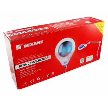 Лупа на струбцине , круглая, 5D, с подсветкой 108 LED, белая | 31-0503 | REXANT