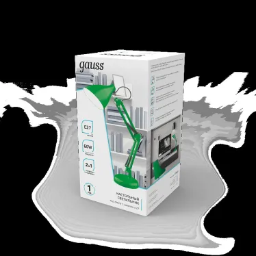 Светильник настольный GTL003 60W 220-240V E27 зеленый струбцина и основание 1/12 | GT0033 | Gauss