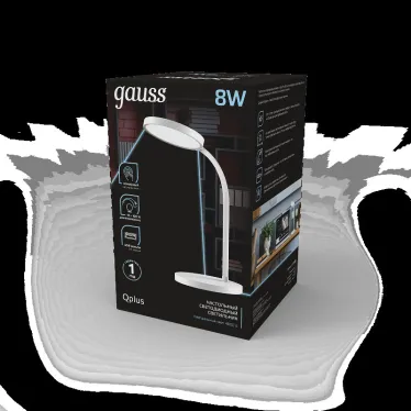 Светильник настольный Qplus GTL503 8W 500lm 4000K 170-265V белый диммируемый USB LED 1/12 | GT5031 | Gauss