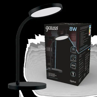 Светильник настольный Qplus GTL503 8W 500lm 4000K 170-265V черный диммируемый USB LED 1/12 | GT5032 | Gauss