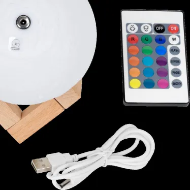 Светильник настольный NN002 3D Луна 1W RGB 5V Li-ion 450mA D10см белый c пультом LED 1/6/24 | NN002 | Gauss