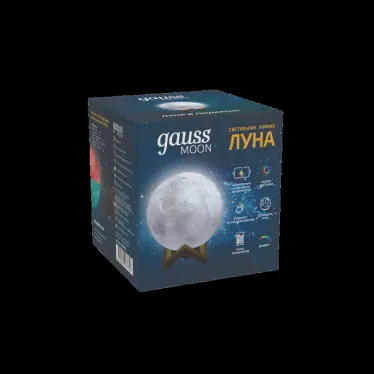 Светильник настольный NN002 3D Луна 1W RGB 5V Li-ion 450mA D10см белый c пультом LED 1/6/24 | NN002 | Gauss