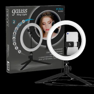 Светильник кольцевой 14W 700lm 3000-6500K 5V USB IP20 260*23мм черный дим пульт LED 1/20 | RL002 | Gauss
