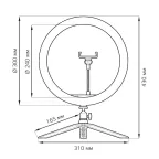 Светильник кольцевой 15W 800lm 3000-6500K 5V USB IP20 300*23мм черный дим пульт е LED 1/20 | RL003 | Gauss