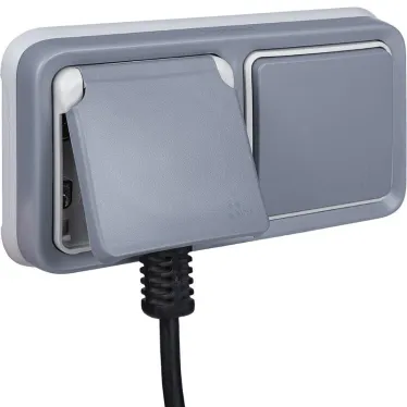 Plexo Серая Рамка 2-ая горизонтальная с суппортом для внутреннего монтажа IP55 | 069683 | Legrand