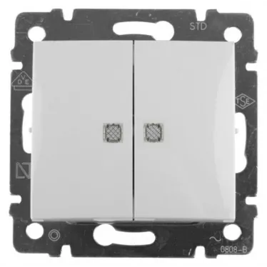 Valena DIY Белый Выключатель 2-х клавишный c подсветкой | 694290 | Legrand