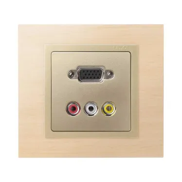 Simon 82 Накладка для коннектора VGA HD15, "мама" + 3RCA, S82, S82N, S82, шампань | 8200092-034 | Simon