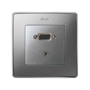 Simon 82 Накладка для коннектора VGA HD15, "мама" + мини-джек 3,5 мм, S82 Detail, алюминий | 8200091-093 | Simon