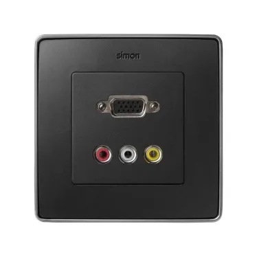 Simon 82 Накладка для коннектора VGA HD15, "мама" + 3RCA, S82, S82N, S82 Detail, графит | 8200092-038 | Simon