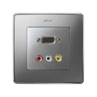 Simon 82 Накладка для коннектора VGA HD15, "мама" + 3RCA, S82 Detail, алюминий | 8200092-093 | Simon