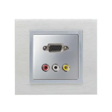 Simon 82 Накладка для коннектора VGA HD15, "мама" + 3RCA, S82, S82N, S82, алюминий | 8200092-033 | Simon