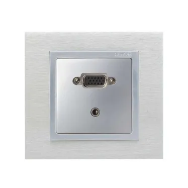 Simon 82 Накладка для коннектора VGA HD15, "мама" + мини-джек 3,5 мм, S82, S82N, алюминий | 8200091-033 | Simon