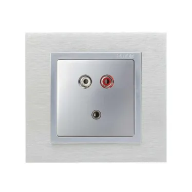 Simon 82 Накладка для коннектора мини-джек + 2RCA, S82, S82N, алюминий | 8201092-033 | Simon