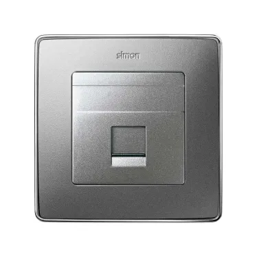 Simon 82 Адаптер со шторками на 1 коннектор UTP (RJ45), FTP (RJ45), RJ12, AMP, S82 Detail алюминий | 82005-93 | Simon