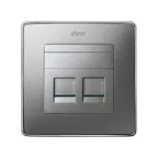 Simon 82 Адаптер со шторками на 2 коннектора UTP (RJ45), FTP (RJ45), RJ12, AMP, S82 Detail алюминий | 82006-93 | Simon
