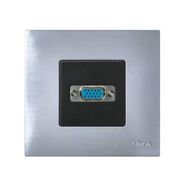 Simon 27 Розетка для подключения VGA-разъёма, HD15, винтовое соединение, широкий модуль, S27, графит | 2700091-038 | Simon