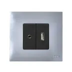 Simon 27 Розетка для подключения разъёма audio mini-jack (3,5мм), винтовое соединение, узкий модуль, S27, гра | 2701092-038 | Simon