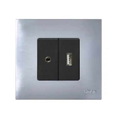 Simon 27 Розетка для подключения разъёма audio mini-jack (3,5мм), винтовое соединение, узкий модуль, S27, гра | 2701092-038 | Simon