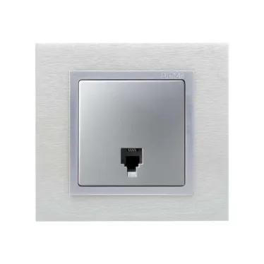 Simon 82 Накладка на телефонную розетку RJ-11, RJ-12, алюминий | 82062-63 | Simon