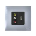 Simon 27 Розетка для подключения аудио/видео разъёмов RCA, винтовое соединение, узкий модуль, S27, графит | 2701093-038 | Simon