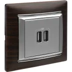 VALENA Розетка двойная USB алюминий